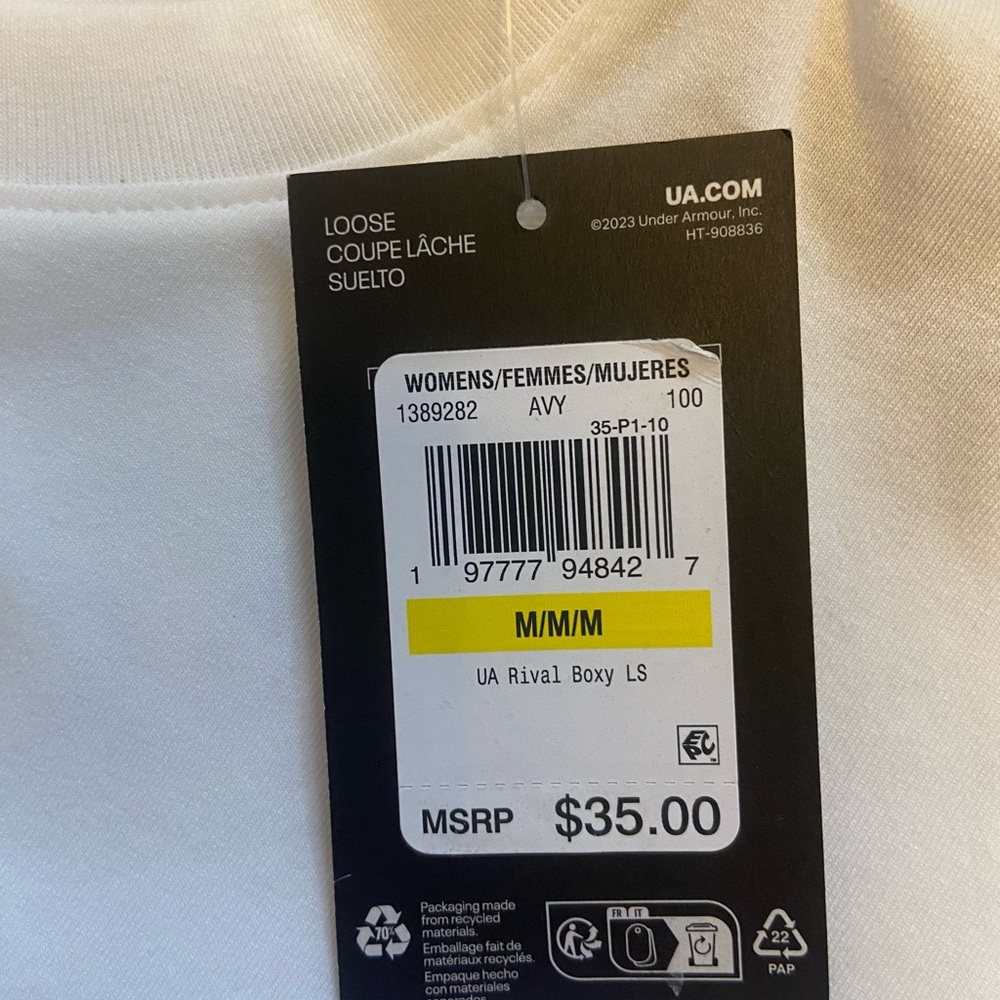 Under Armour White Boxy Long Sleeve Top